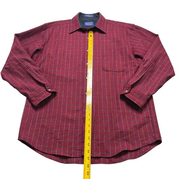 Vintage Pendleton Lodge Shirt Red Plaid 100% Virgin Wool Men’s Large western - Picture 7 of 11